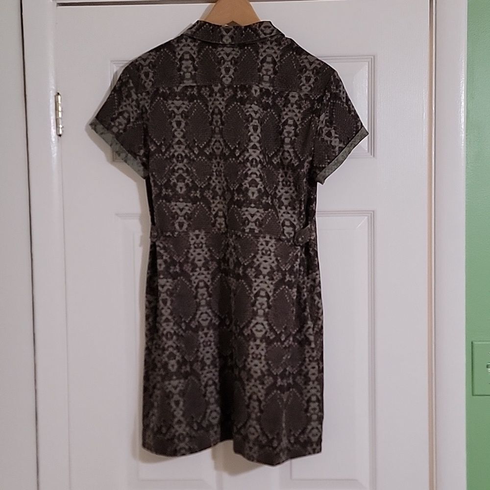 Free People Linen blend mini shirt dress snake print short sleeve size S Petite - Picture 2 of 9